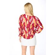 Maroon and Orange Stewart Simmons The Abstract 3/4 Sleeve Blouse